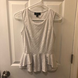 White peplum top